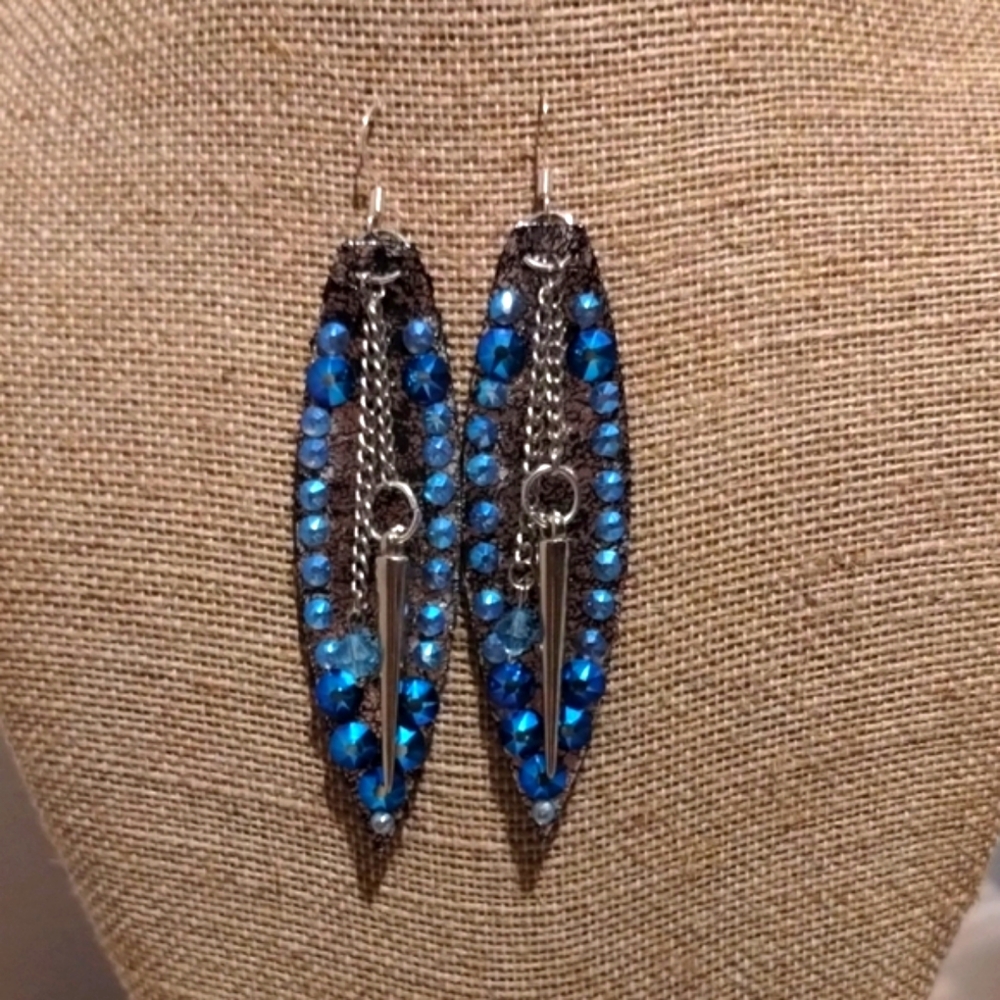 Elegant Blue Beaded Earrings